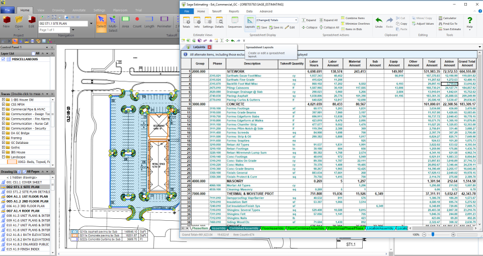 screenshot of Sage Estimating